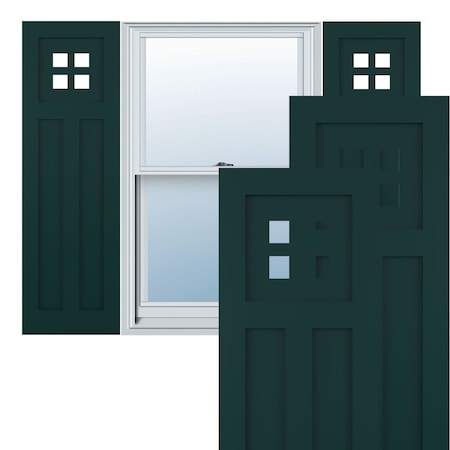True Fit PVC San Antonio Mission Style Fixed Mount Shutters, Thermal Green, 18W X 28H